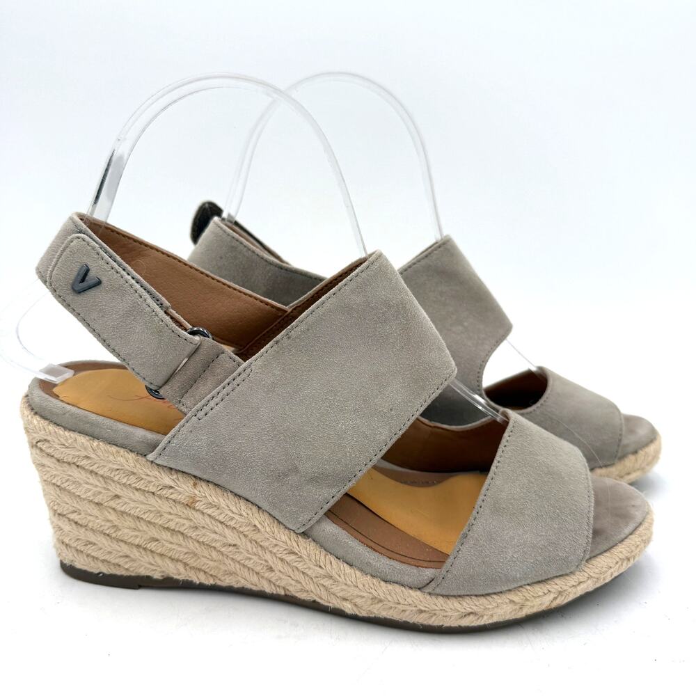Vionic Brooke Slide On Leather Espadrille Heels Size 6.5